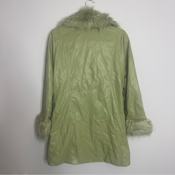 Show Me Your MuMu Green Faux Fur Trim Leather Jacket - Picture 8 of 12